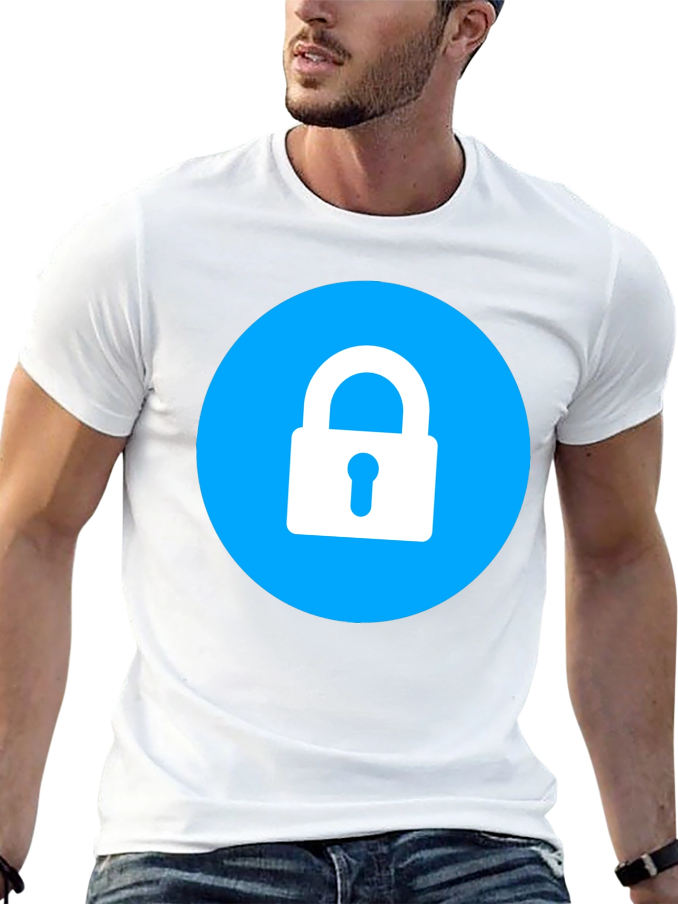 Secure Black T-Shirt - Lock Icon Design