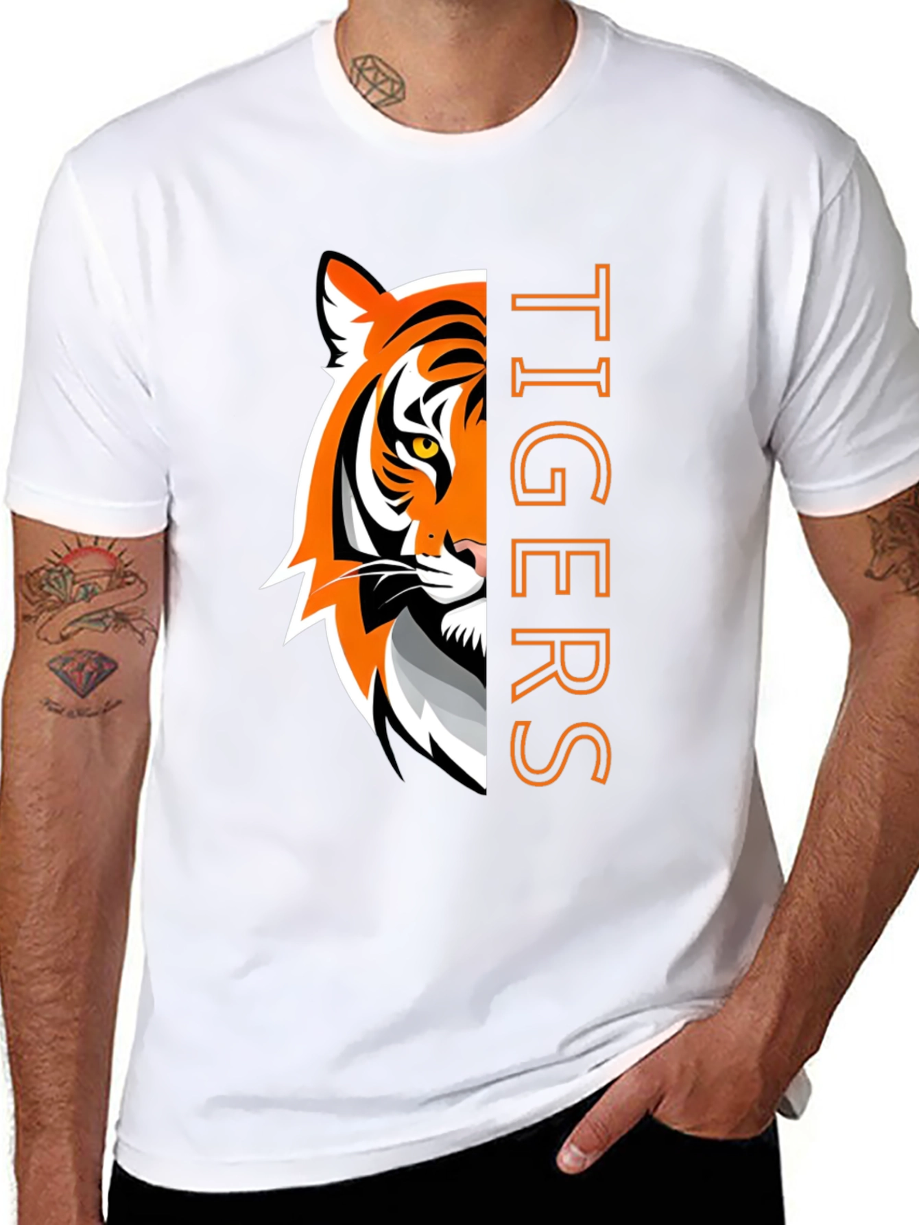 Tigers Graphic Print Black T-Shirt