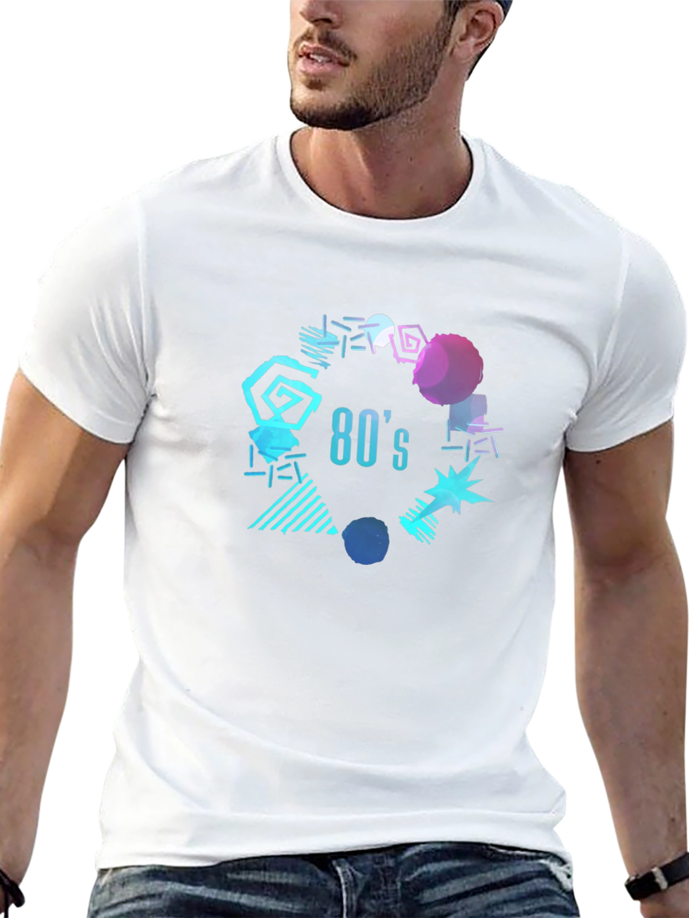 80s Style Graphic Print T-Shirt