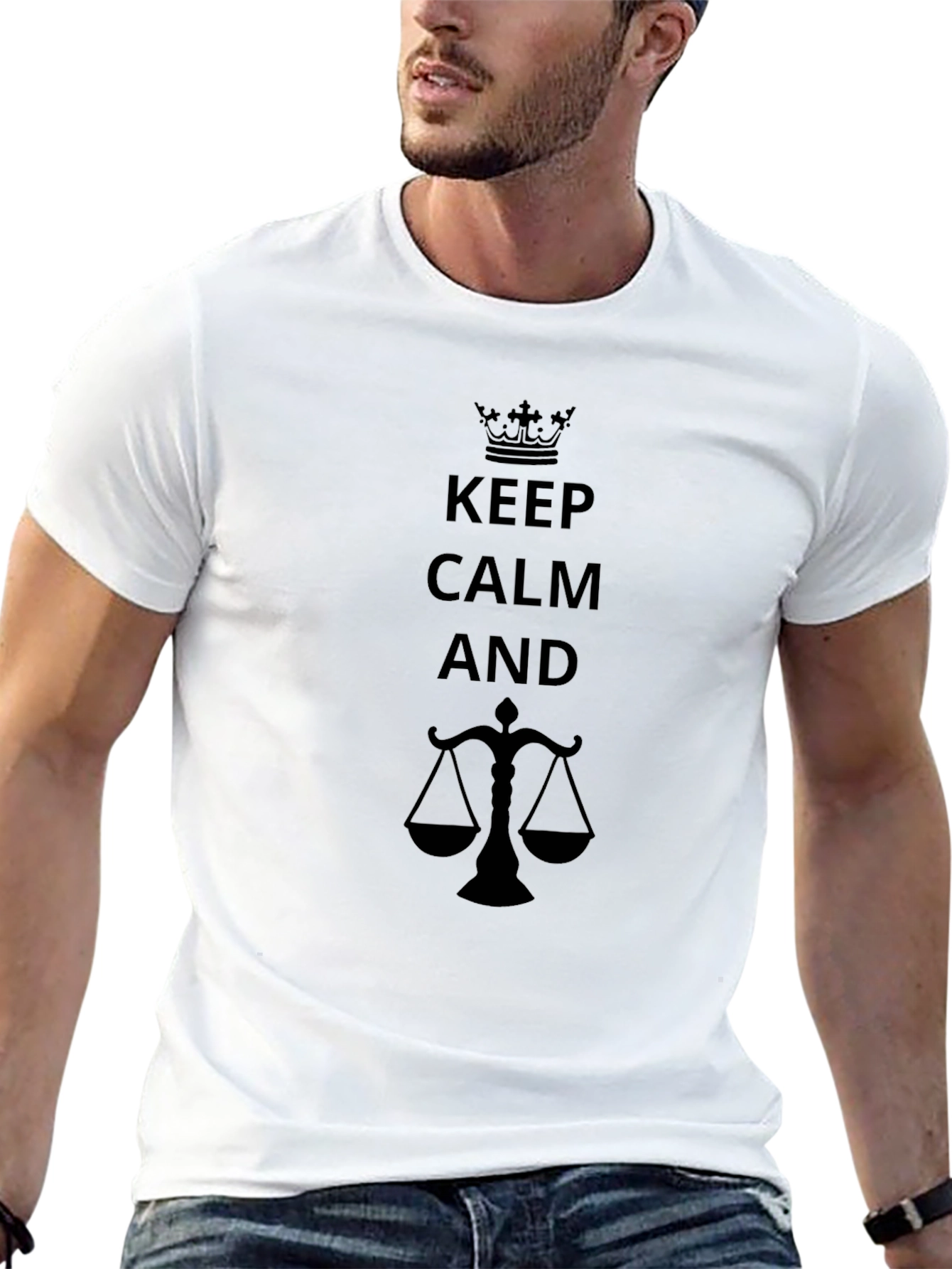 Keep Calm and Scales of Justice T-Shirt - Black