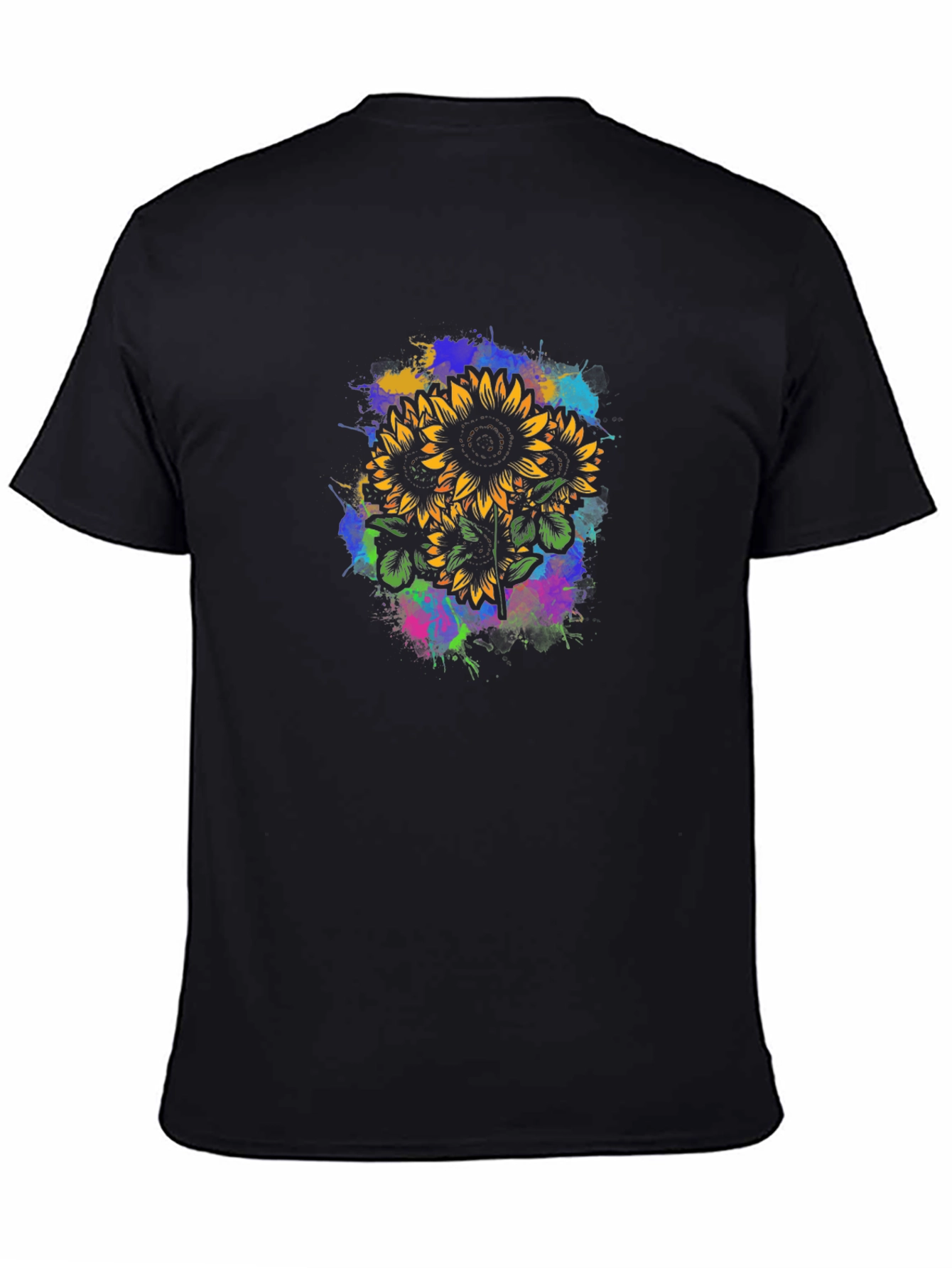 Sunflower Splatter Graphic Tee - Black