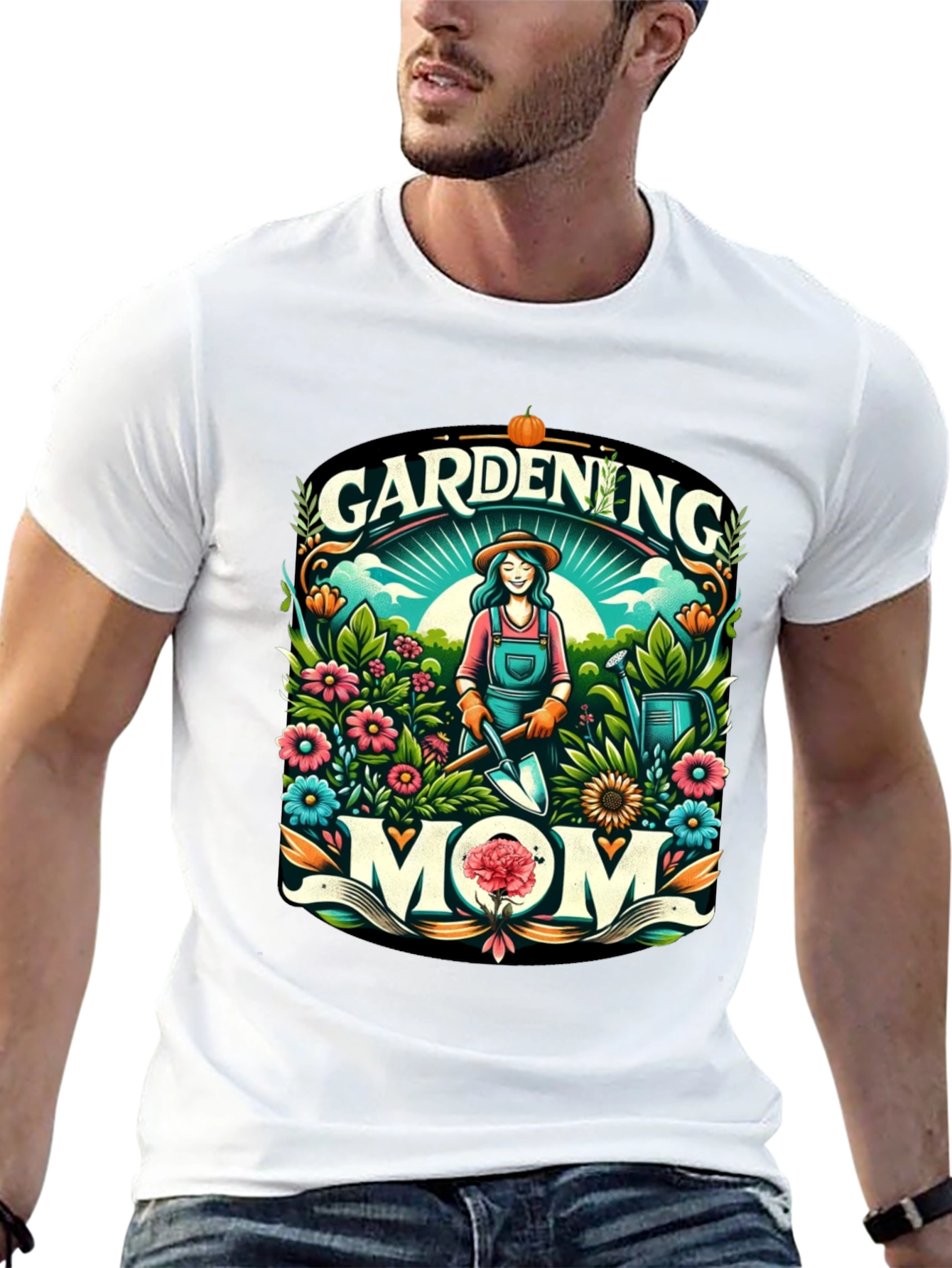 Gardening Mom Graphic Tee - Black Cotton Blend