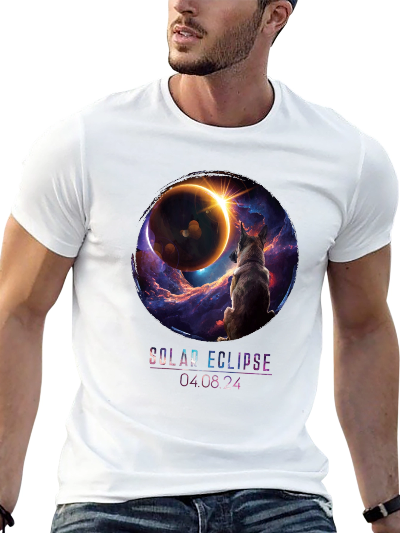 Solar Eclipse Dog Graphic T-Shirt