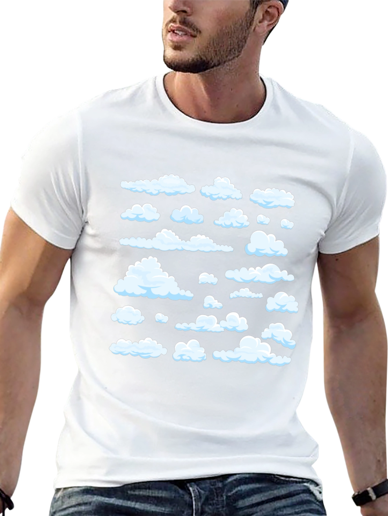 Cloud Pattern Black T-Shirt