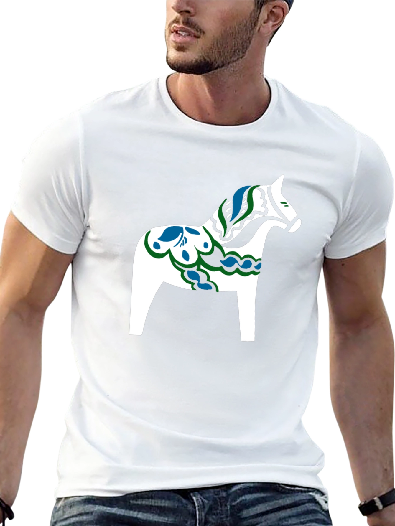 Black T-Shirt with Dala Horse Graphic
