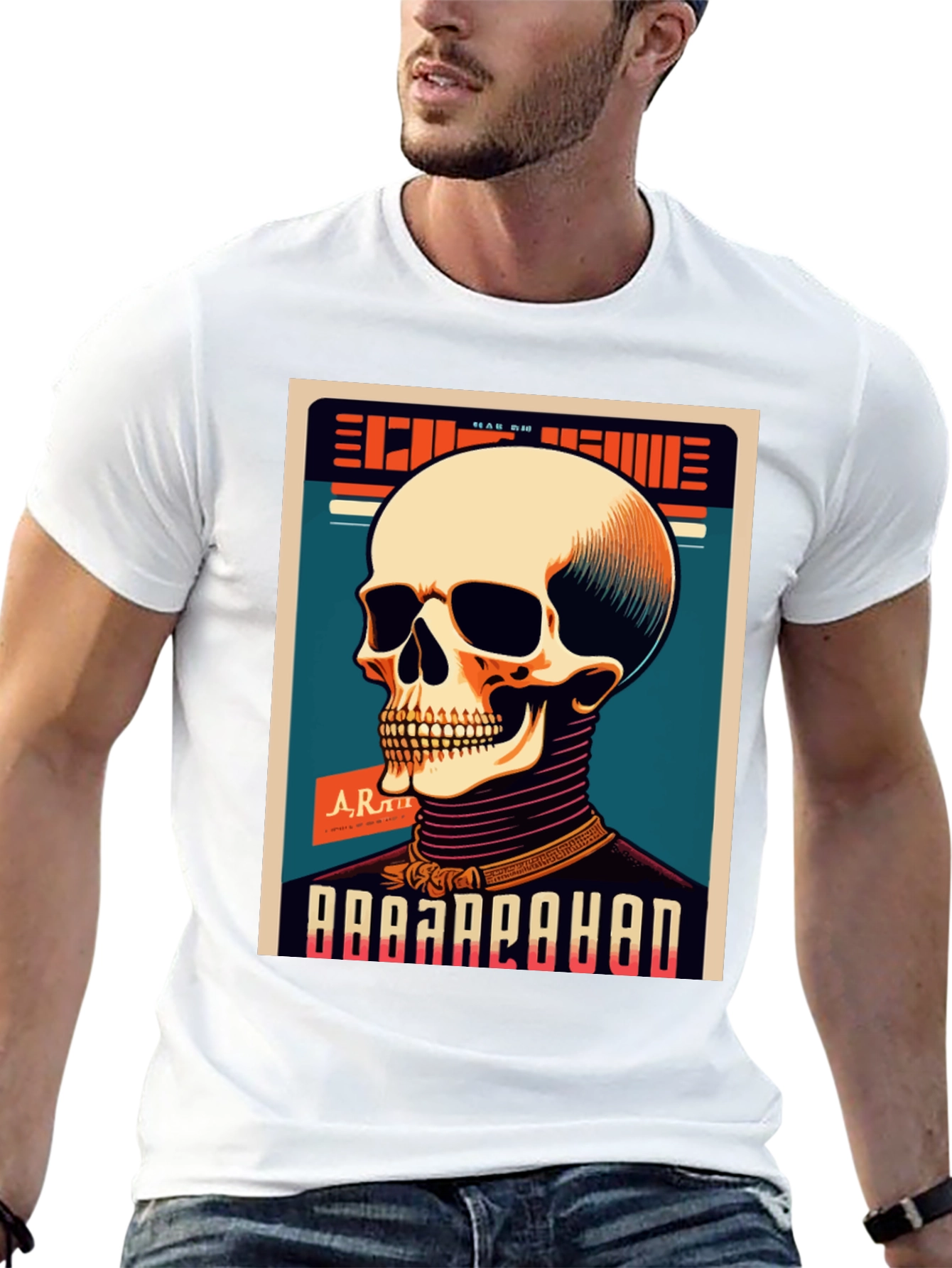 Skull Graphic Print Crew Neck T-Shirt