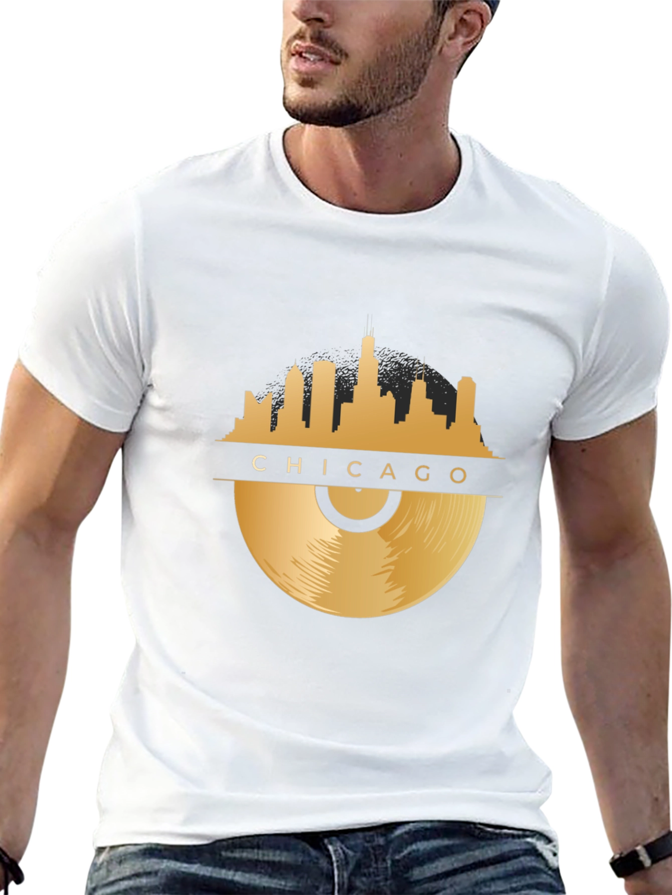 Chicago Skyline Record T-Shirt