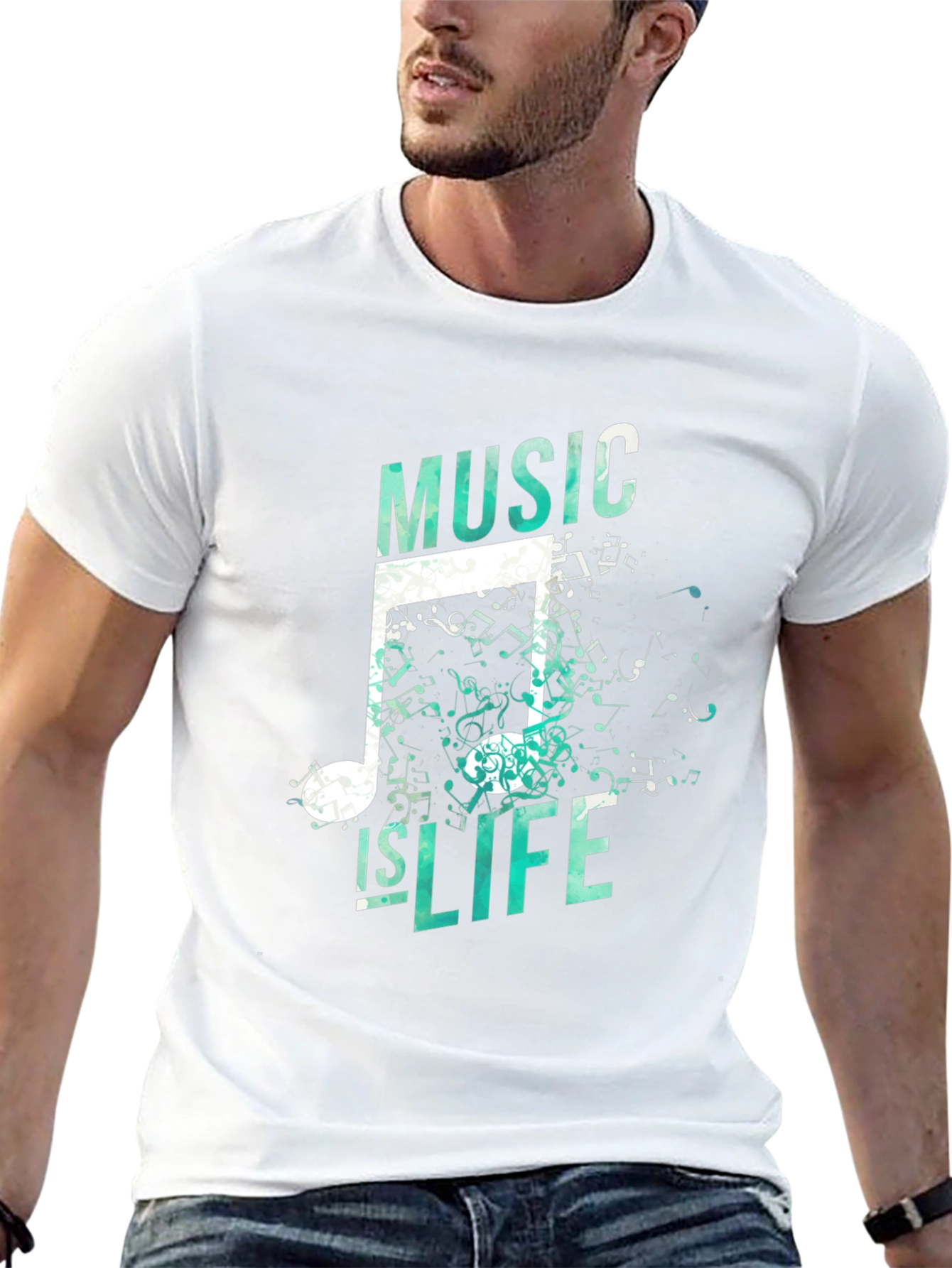 Music is Life Graphic Tee - Mens Black T-Shirt