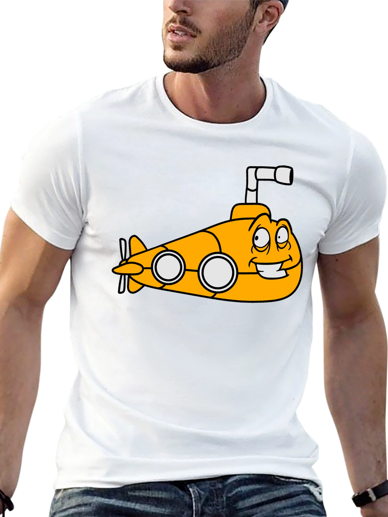 Yellow Submarine Cartoon Graphic T-Shirt