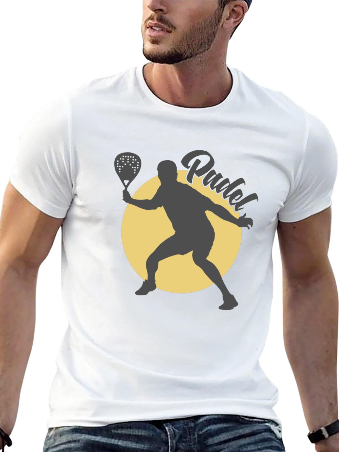 Padel Player Graphic Tee - Black Cotton T-Shirt