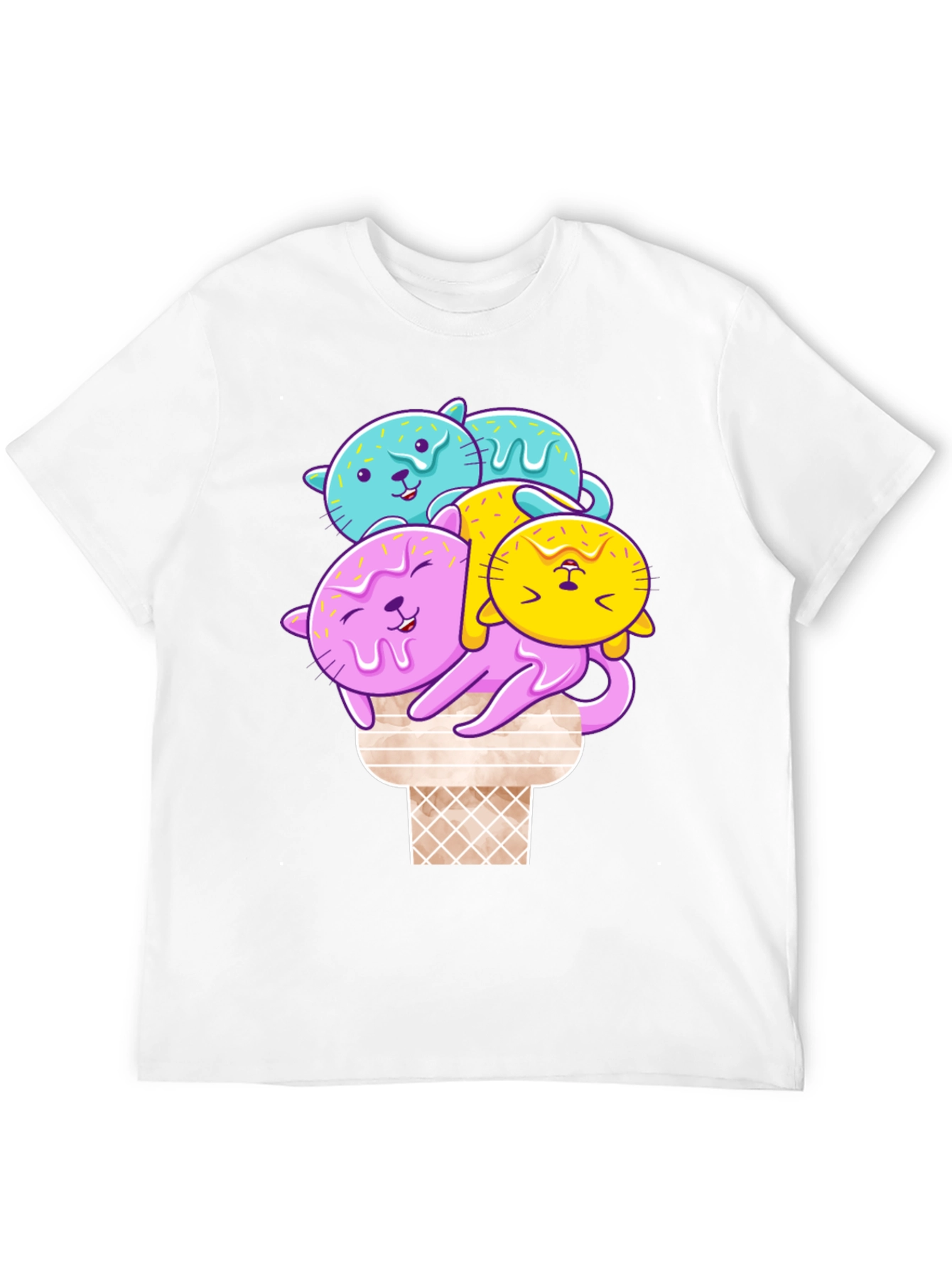 Cute Cat Ice Cream T-Shirt - Kawaii Style