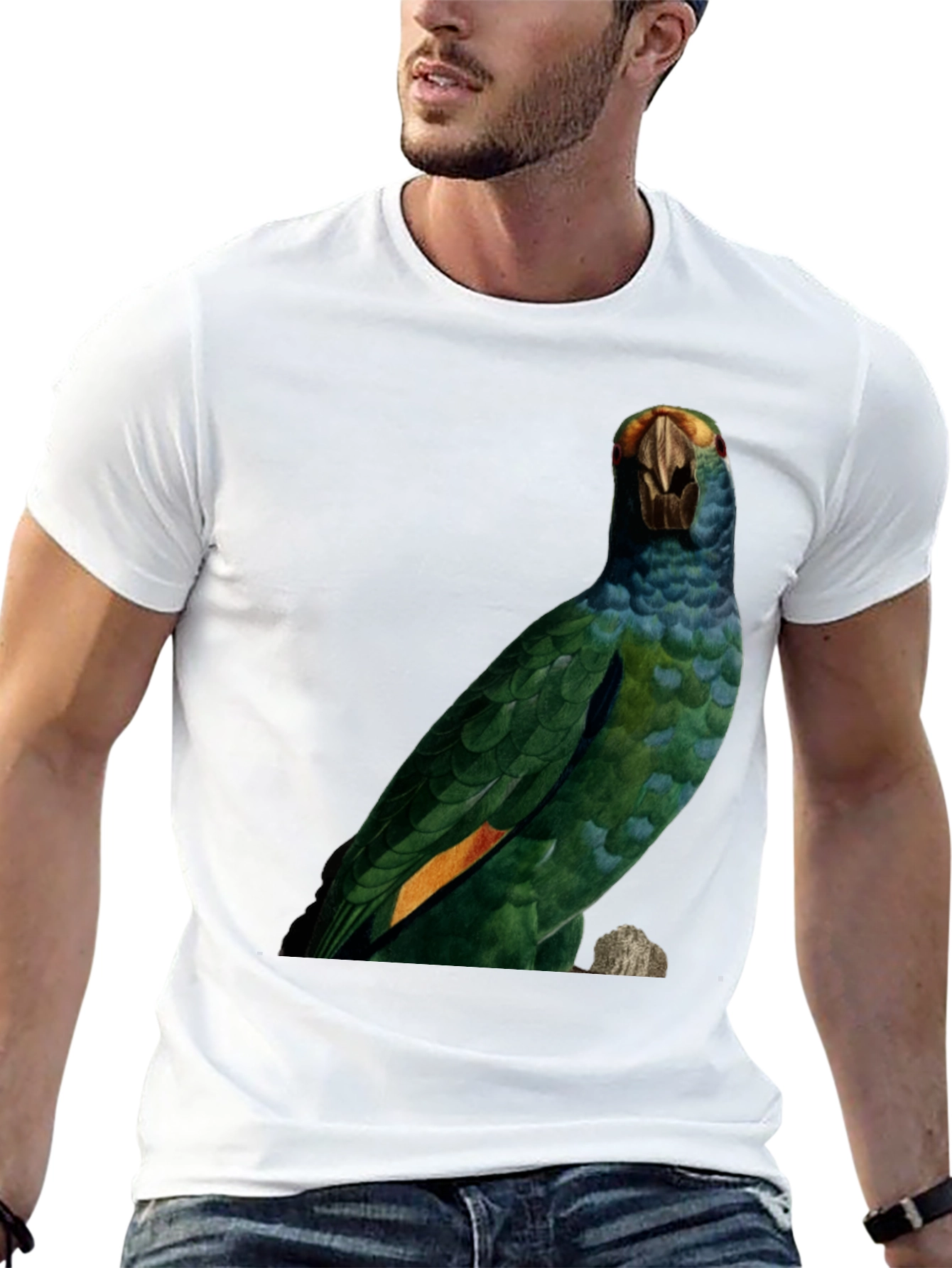 Parrot Graphic Print T-Shirt - Nature Inspired Tee