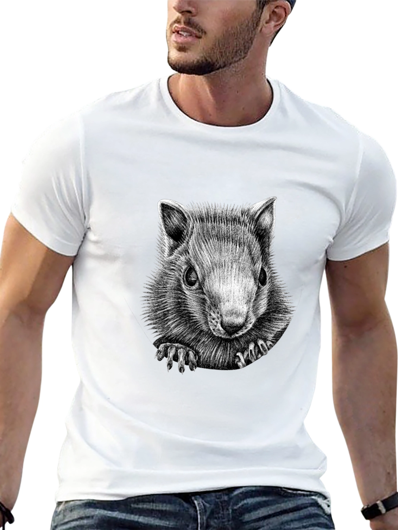 Squirrel Graphic Black T-Shirt - Unique Animal Tee