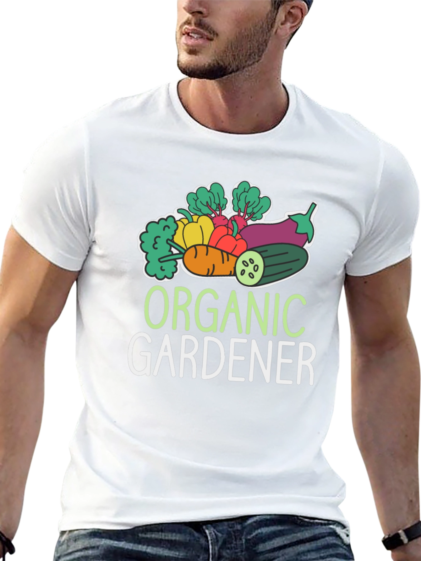 Organic Gardener T-Shirt - Black Vegetable Design