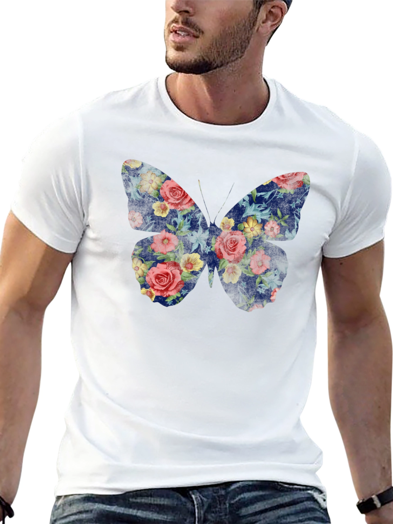 Floral Butterfly Graphic T-Shirt - Unisex