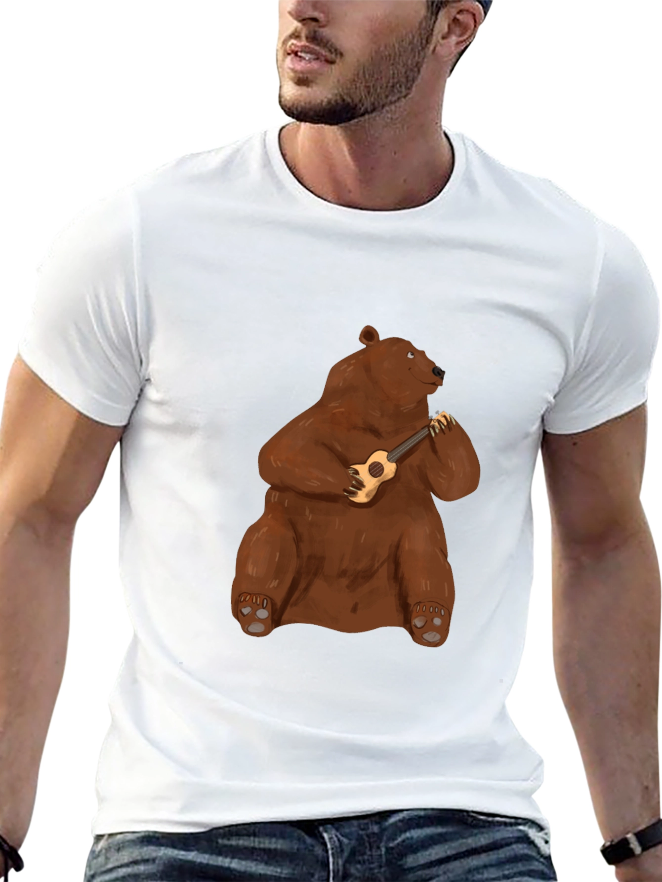 Bear Playing Ukulele Graphic T-Shirt