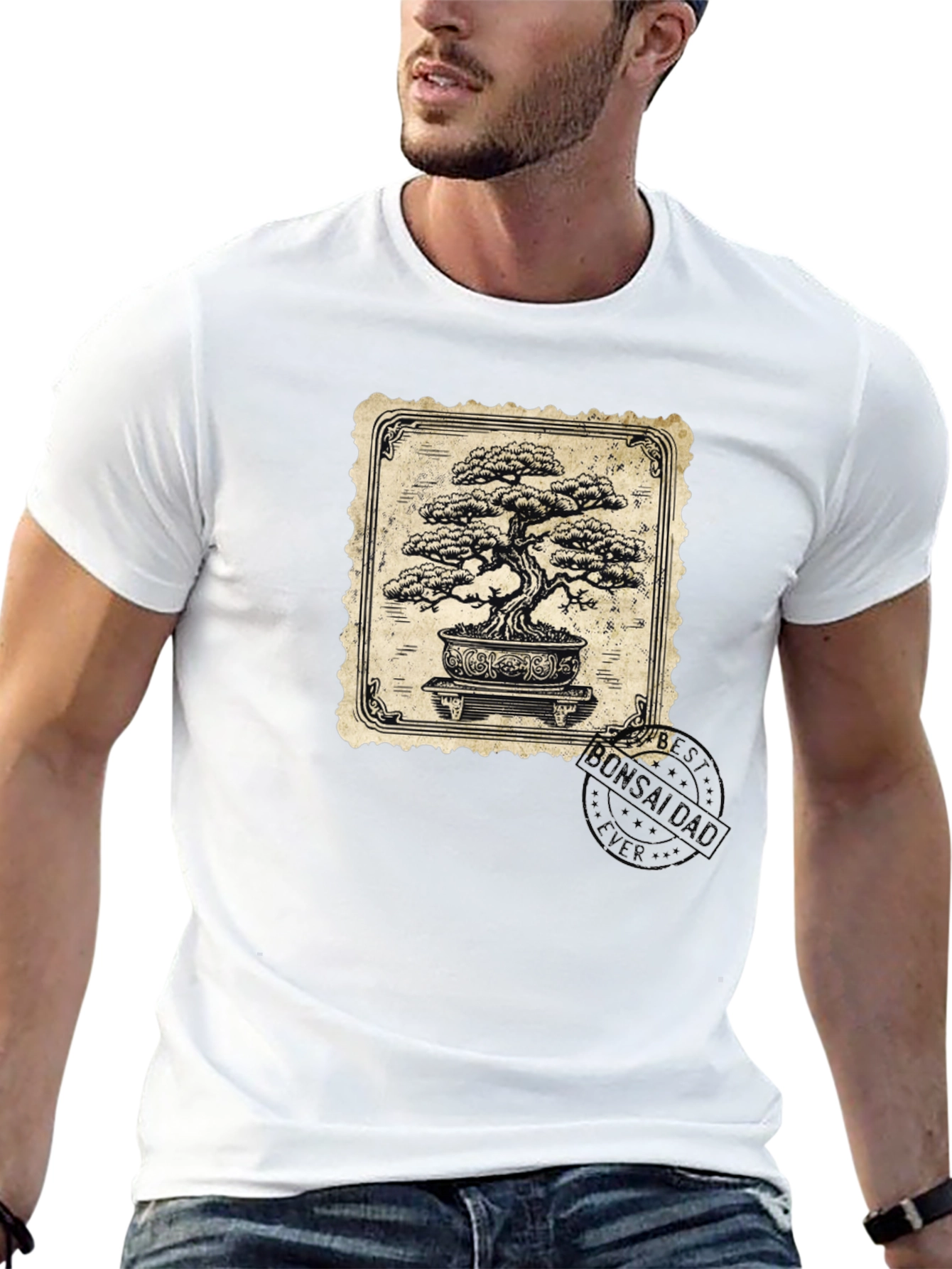 Bonsai Tree Graphic Tee - Classic Stamp Style