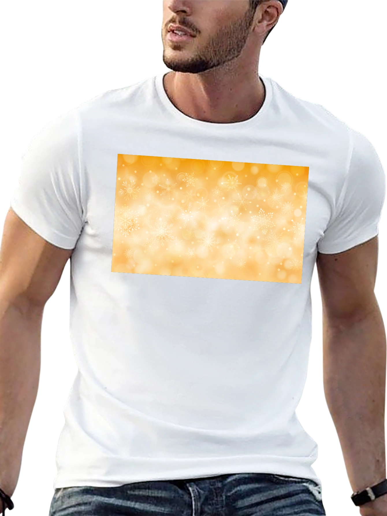 Stylish Black Tee with Golden Snowflake Design