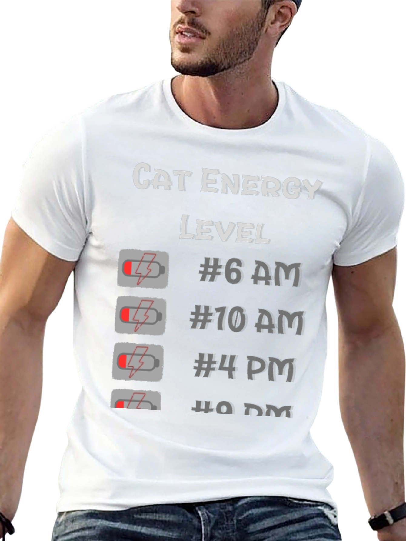 Cat Energy Level Black T-Shirt