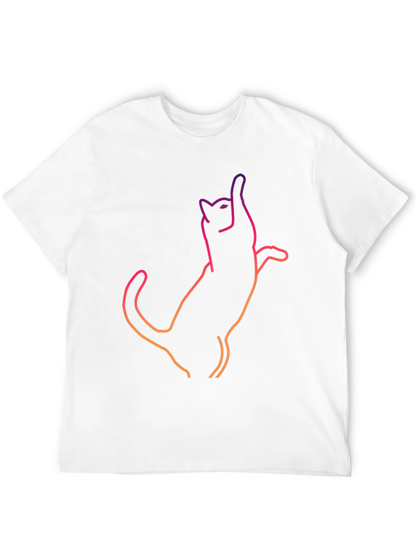 Cool Cat Outline Graphic Tee - Black Cotton
