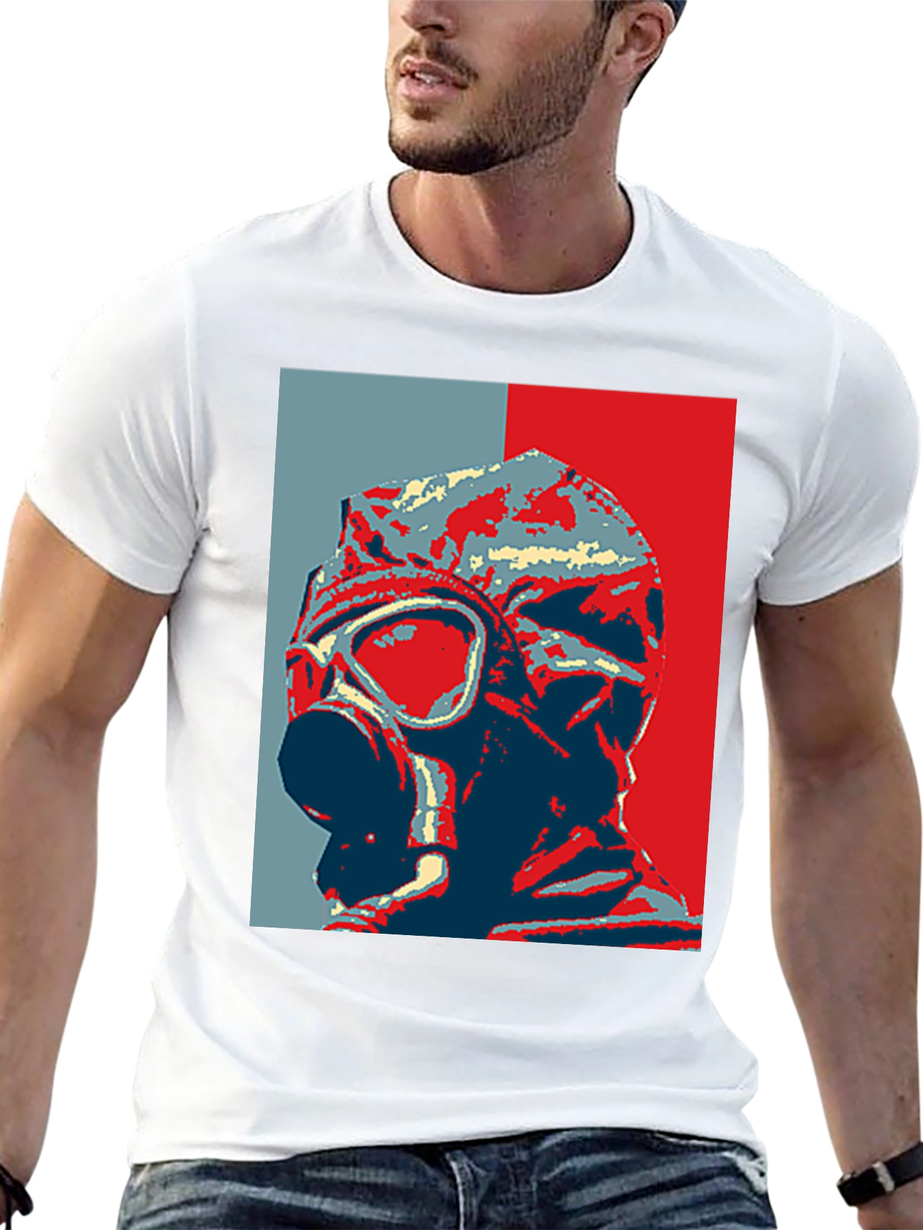 Gas Mask Graphic Print Black T-Shirt