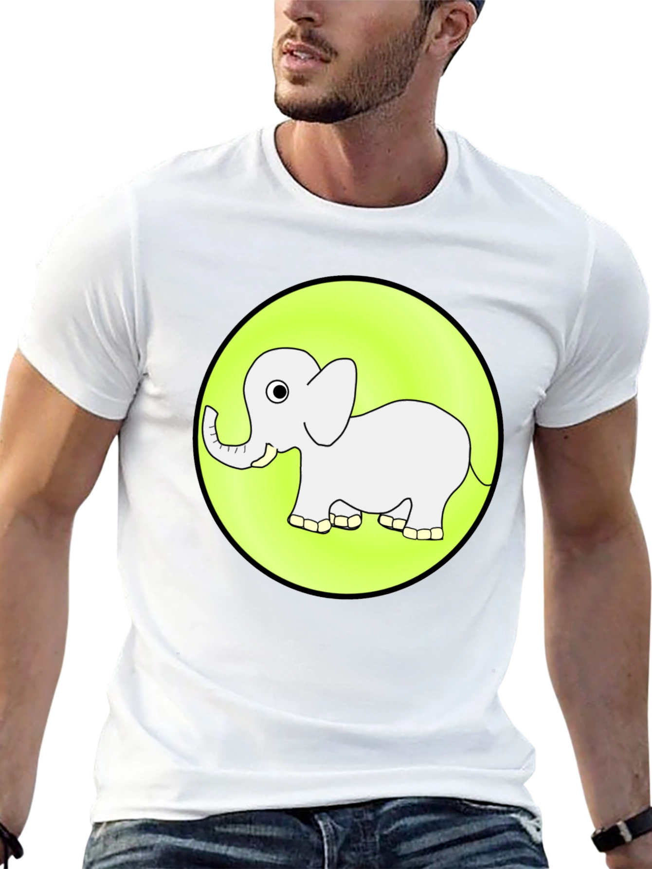 Cute Elephant Graphic Tee - Black Cotton T-Shirt