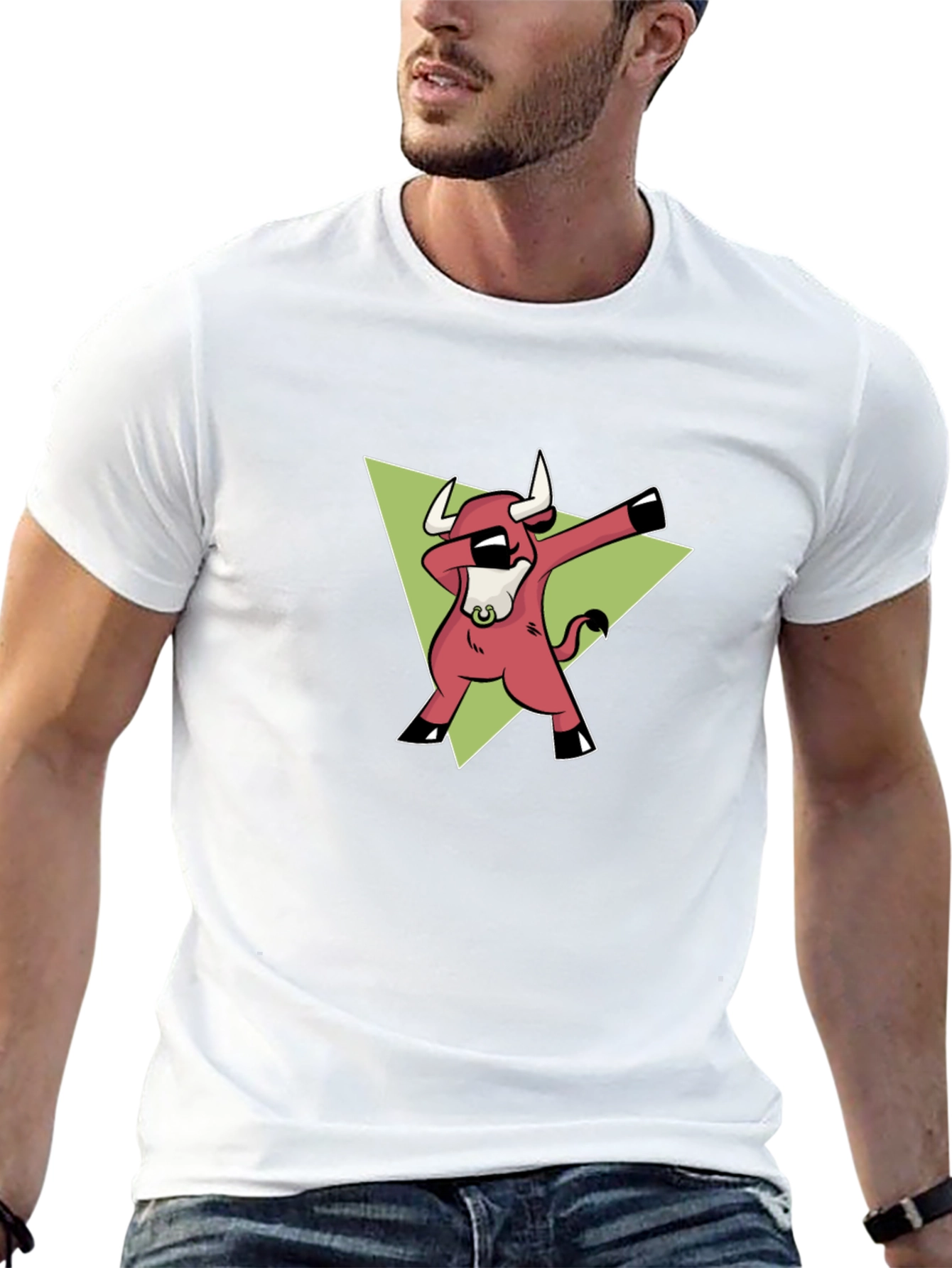Dabbing Bull Graphic Tee - Trendy Black T-Shirt