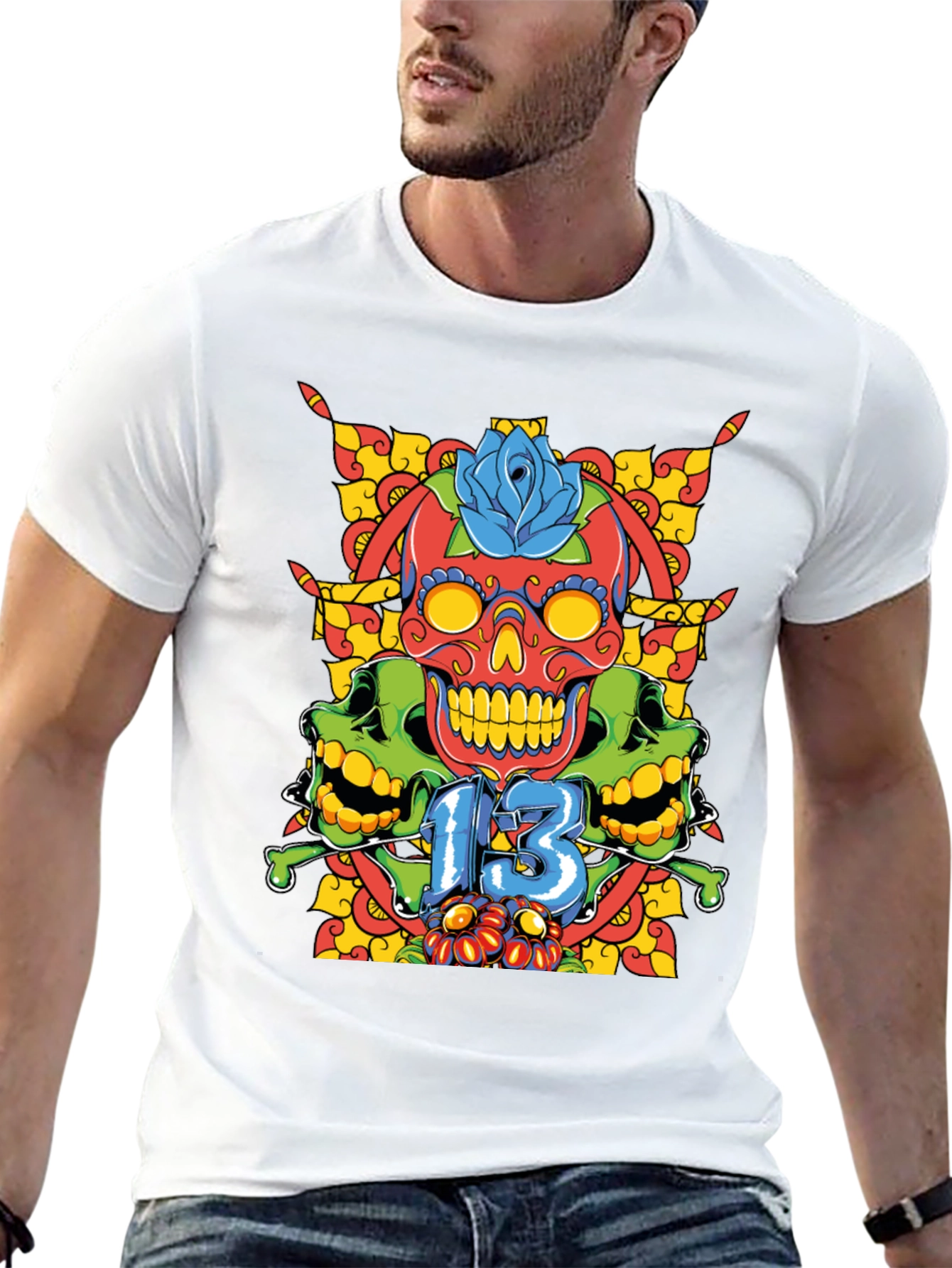 Skull 13 Graphic Tee - Mens Black T-Shirt