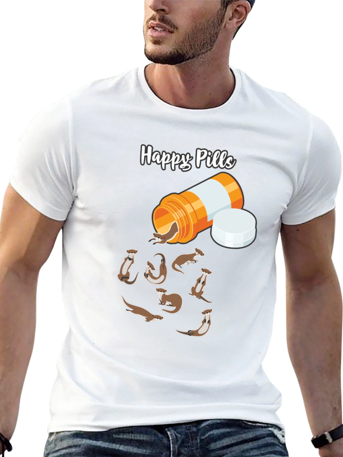 Happy Pills Ferret T-Shirt - Novelty Graphic Tee