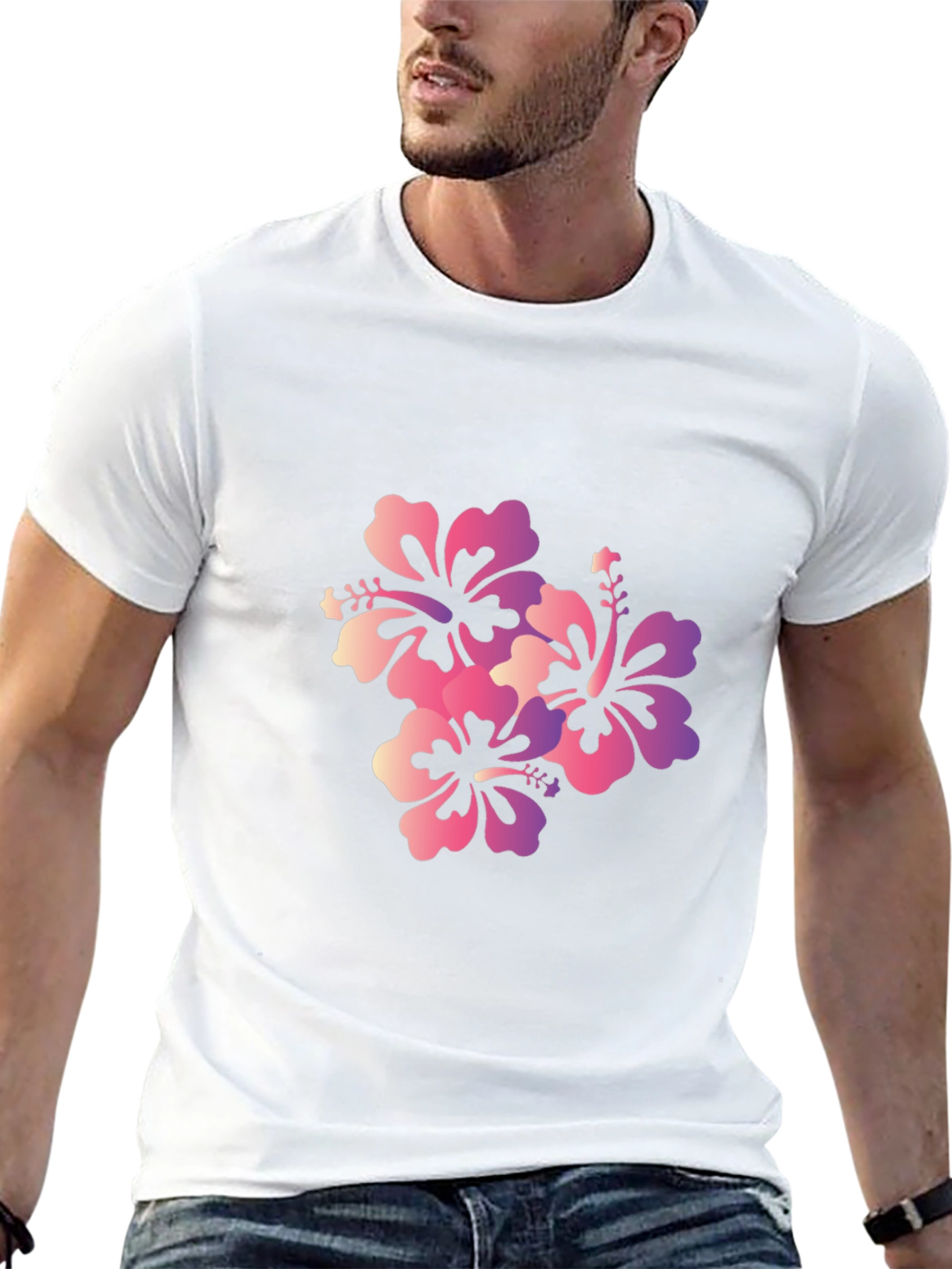Mens Black Floral Print Short Sleeve T-Shirt