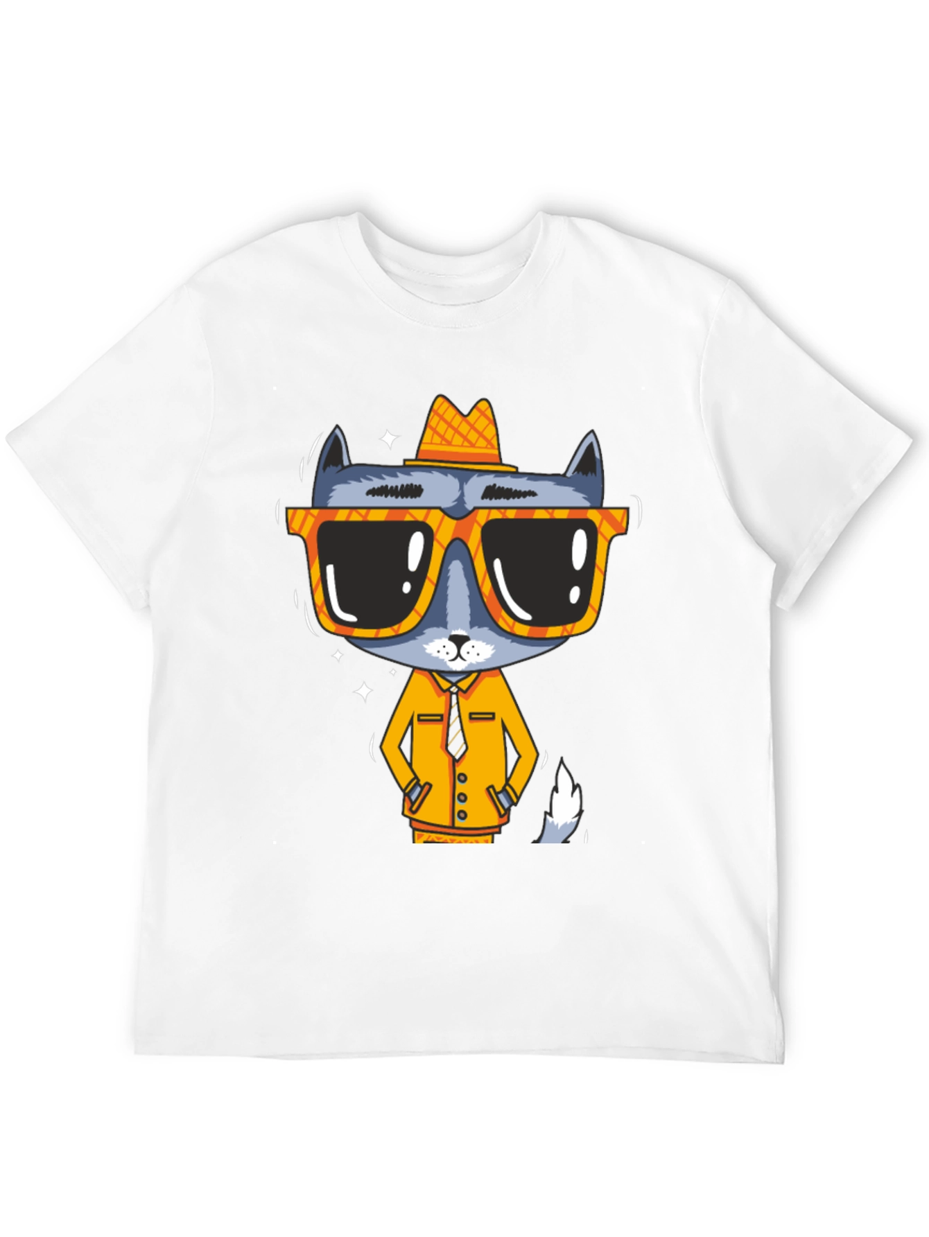 Cool Cat in Shades Mens Black Graphic Tee