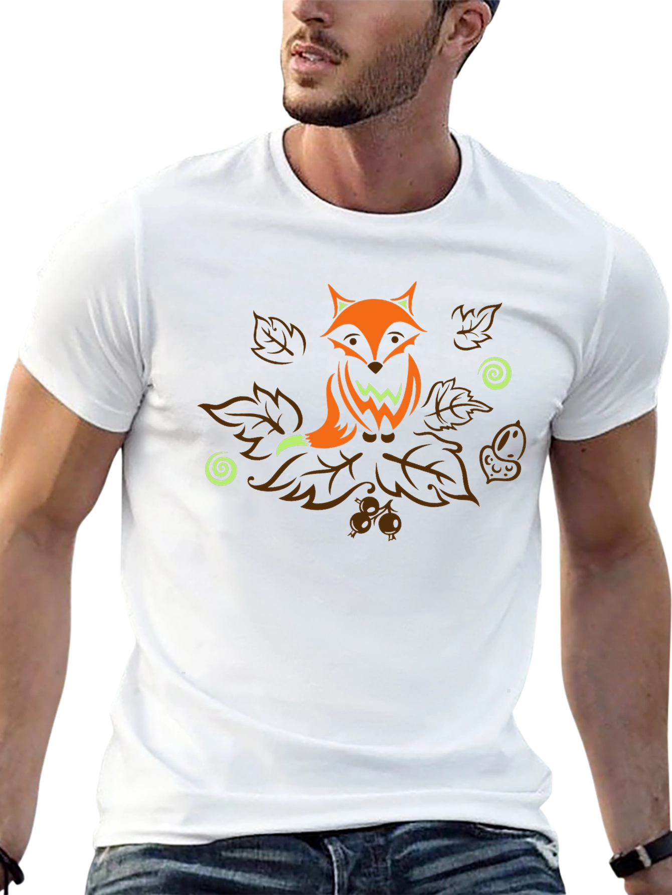 Fox Autumn Leaves T-Shirt - Nature Inspired Graphic Tee
