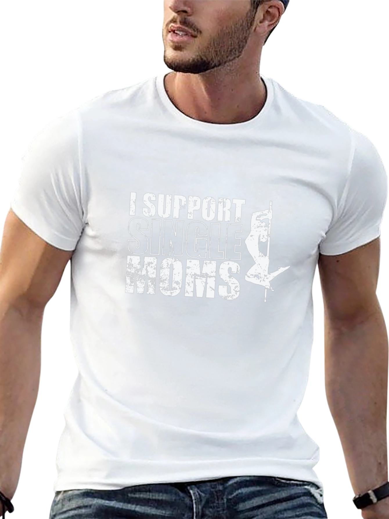 I Support Single Moms Black Graphic Tee