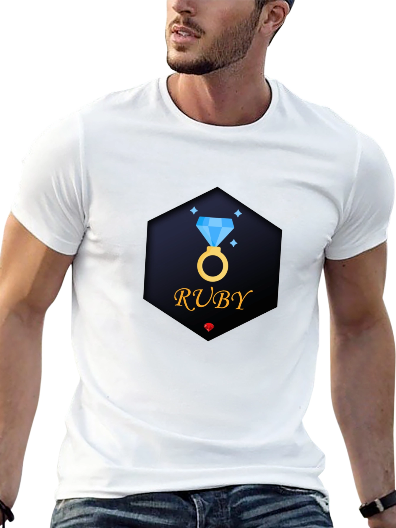 Ruby Diamond Ring Black T-Shirt