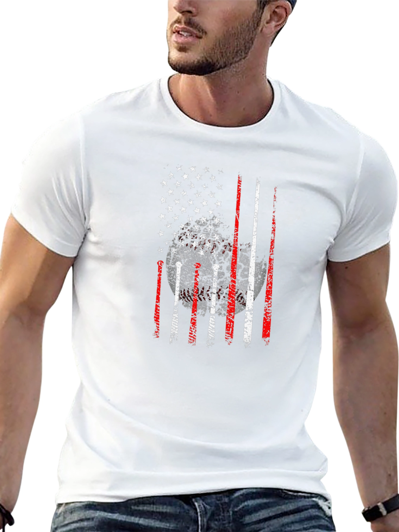 Baseball American Flag Graphic Tee