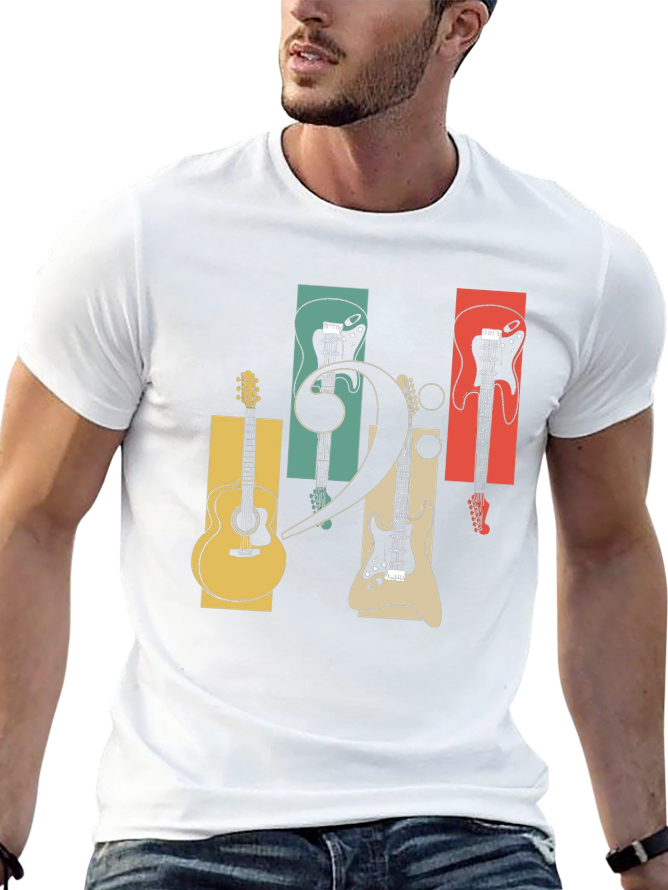 Retro Music Guitar Graphic T-Shirt