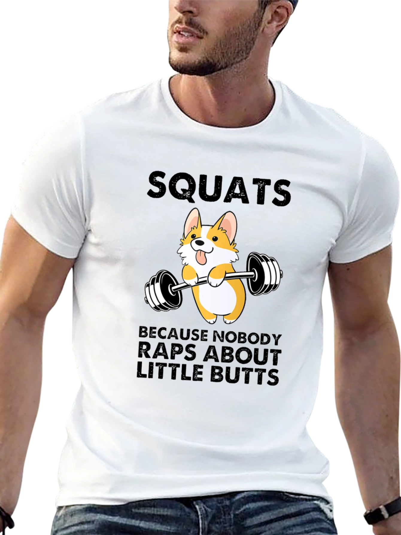 Squats Corgi Barbell Graphic Tee