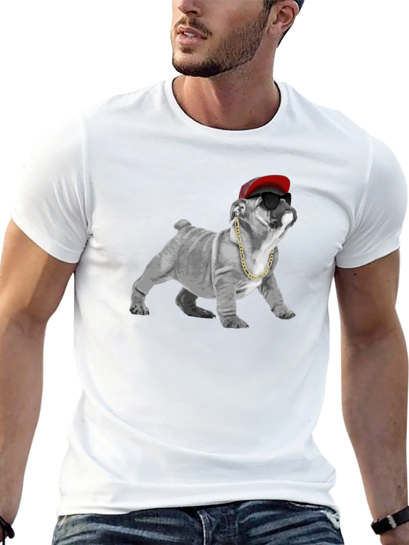 Cool Bulldog Graphic Tee - Black Cotton T-Shirt