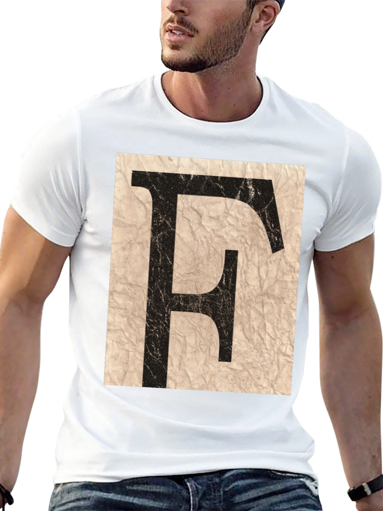 Distressed Letter F Black T-Shirt