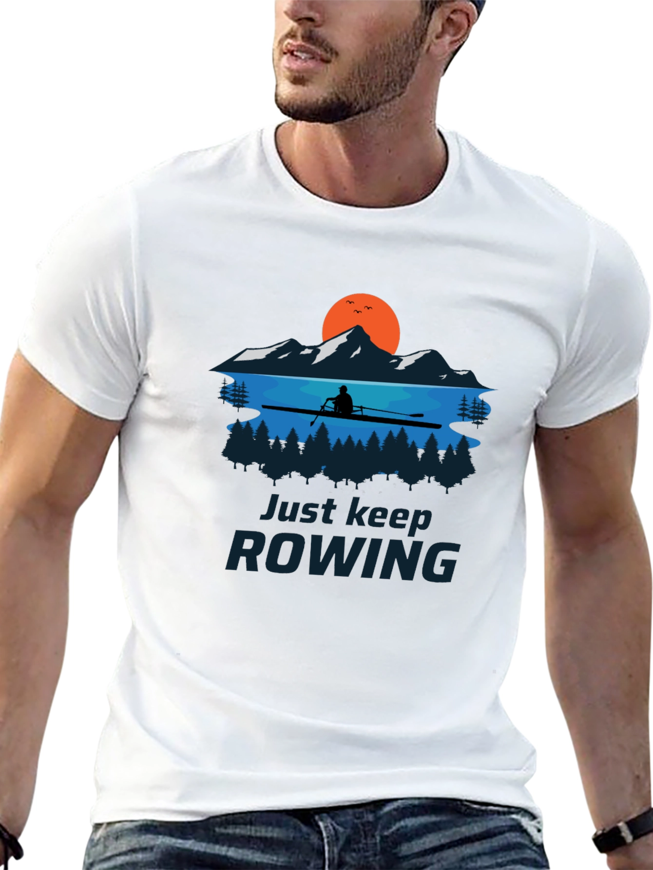 Rowing Graphic T-Shirt - Just Keep Rowing