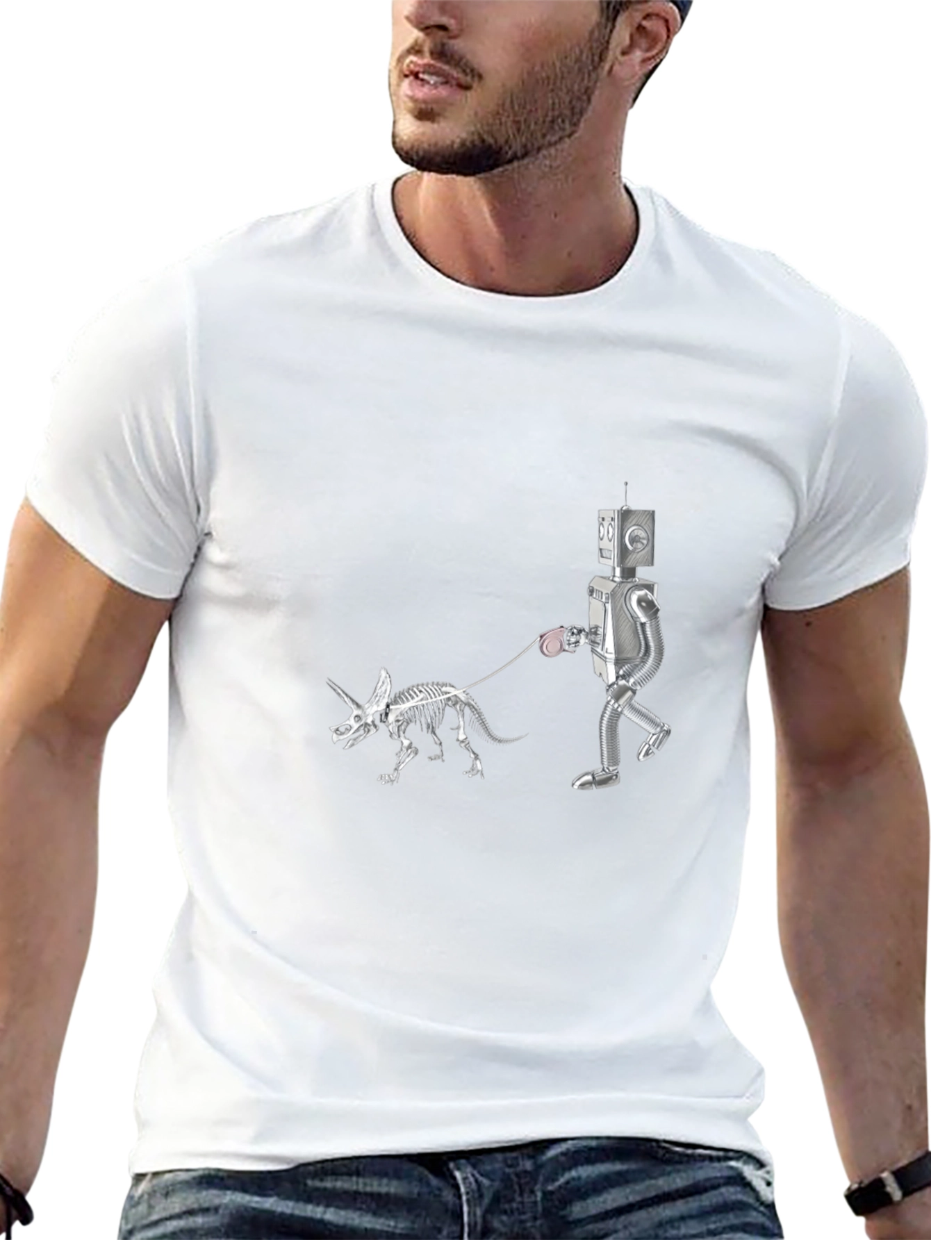 Robot Walking Dino Skeleton T-Shirt