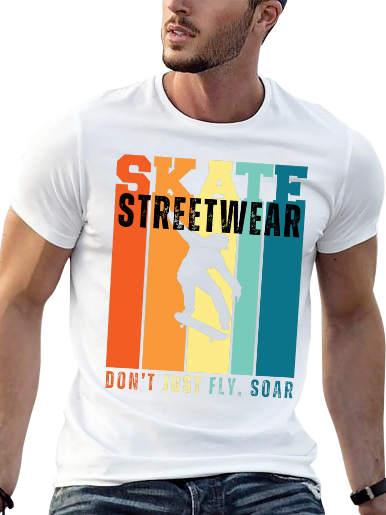 Skate Streetwear Graphic Tee - Soar Above!