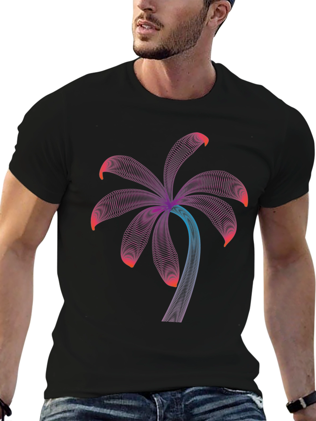 Neon Palm Tree Graphic T-Shirt - Modern Style