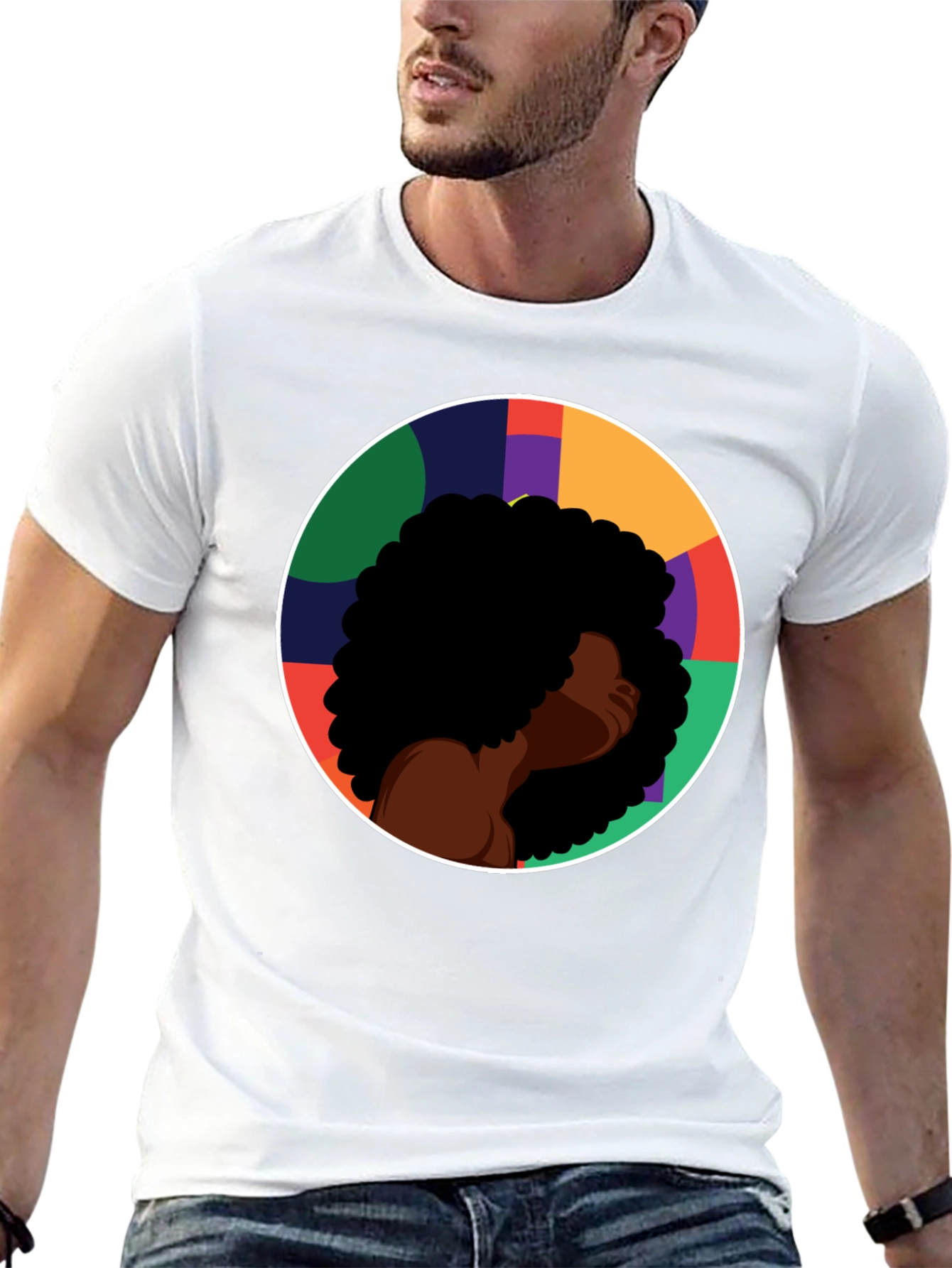 Black Woman Afro Circle Graphic Tee