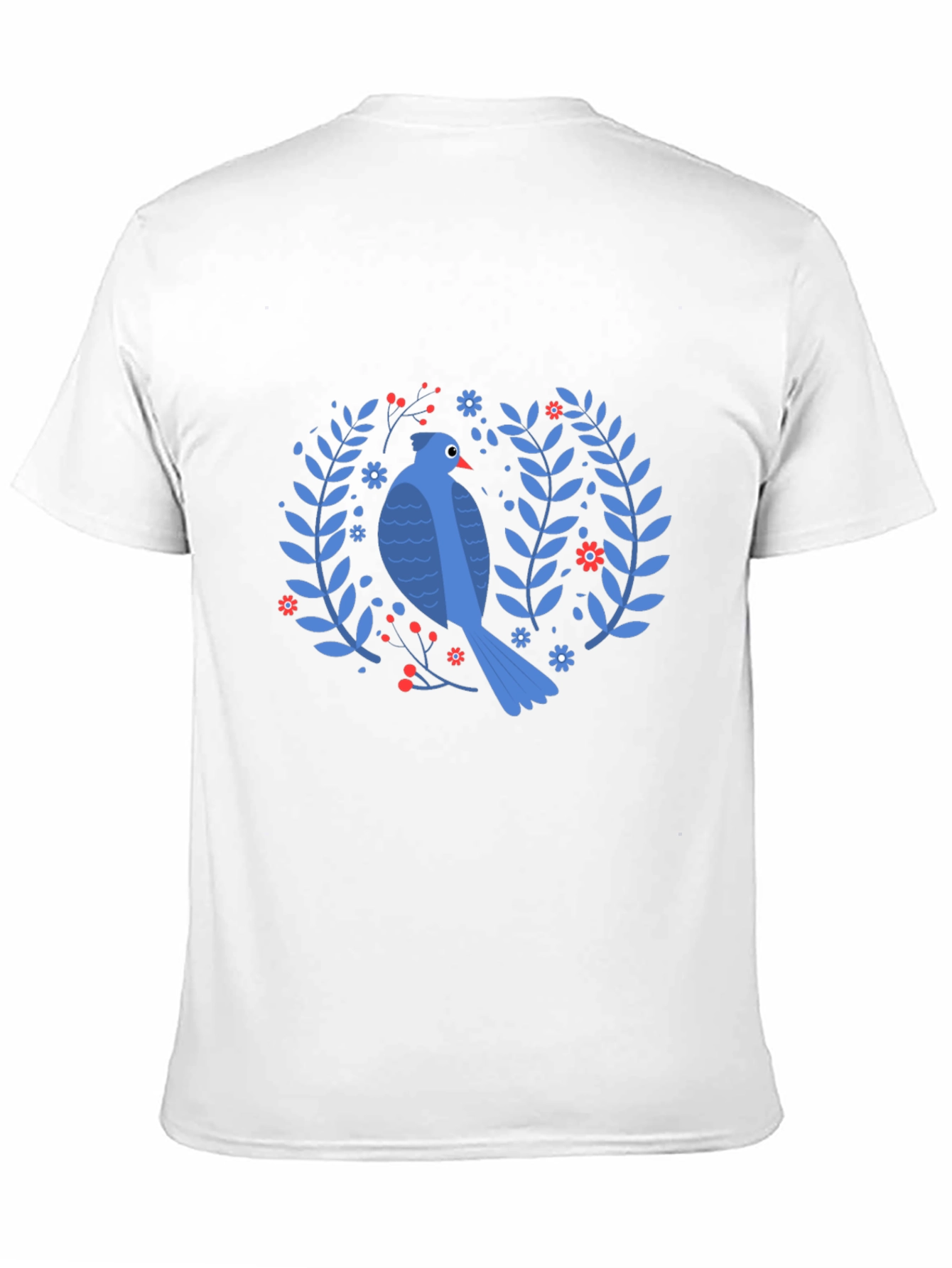 Bird & Floral Wreath Black T-Shirt