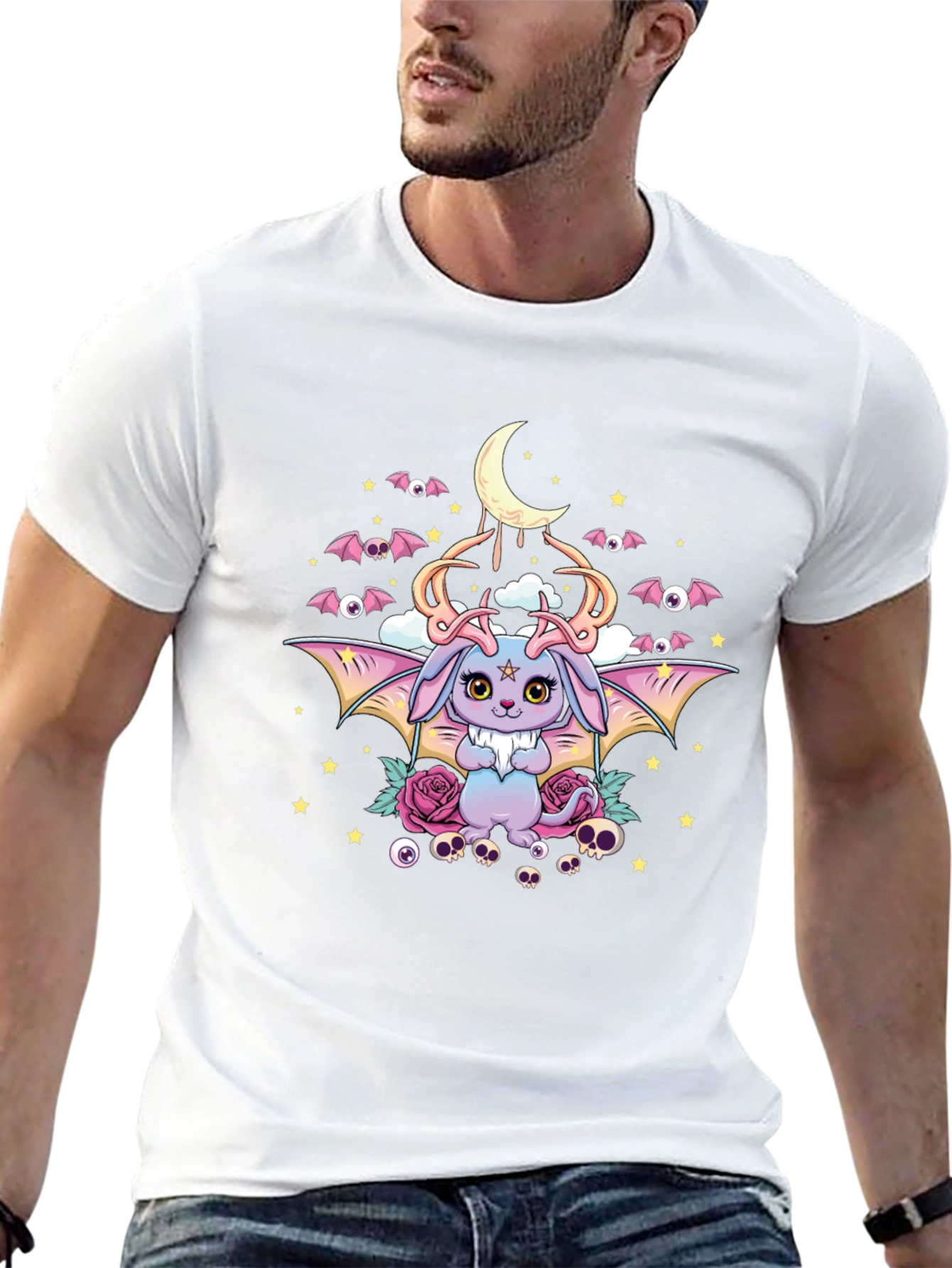 Pastel Goth Bunny Bat Graphic Tee