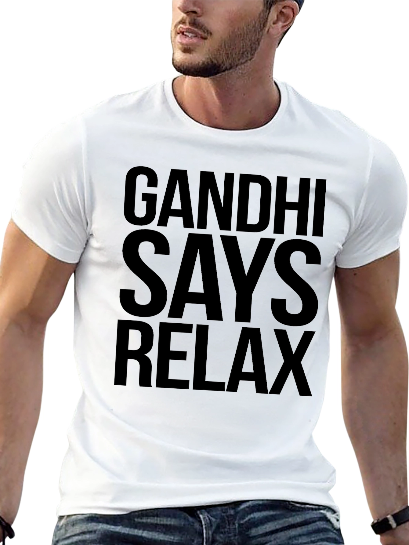 Gandhi Says Relax Black Graphic T-Shirt