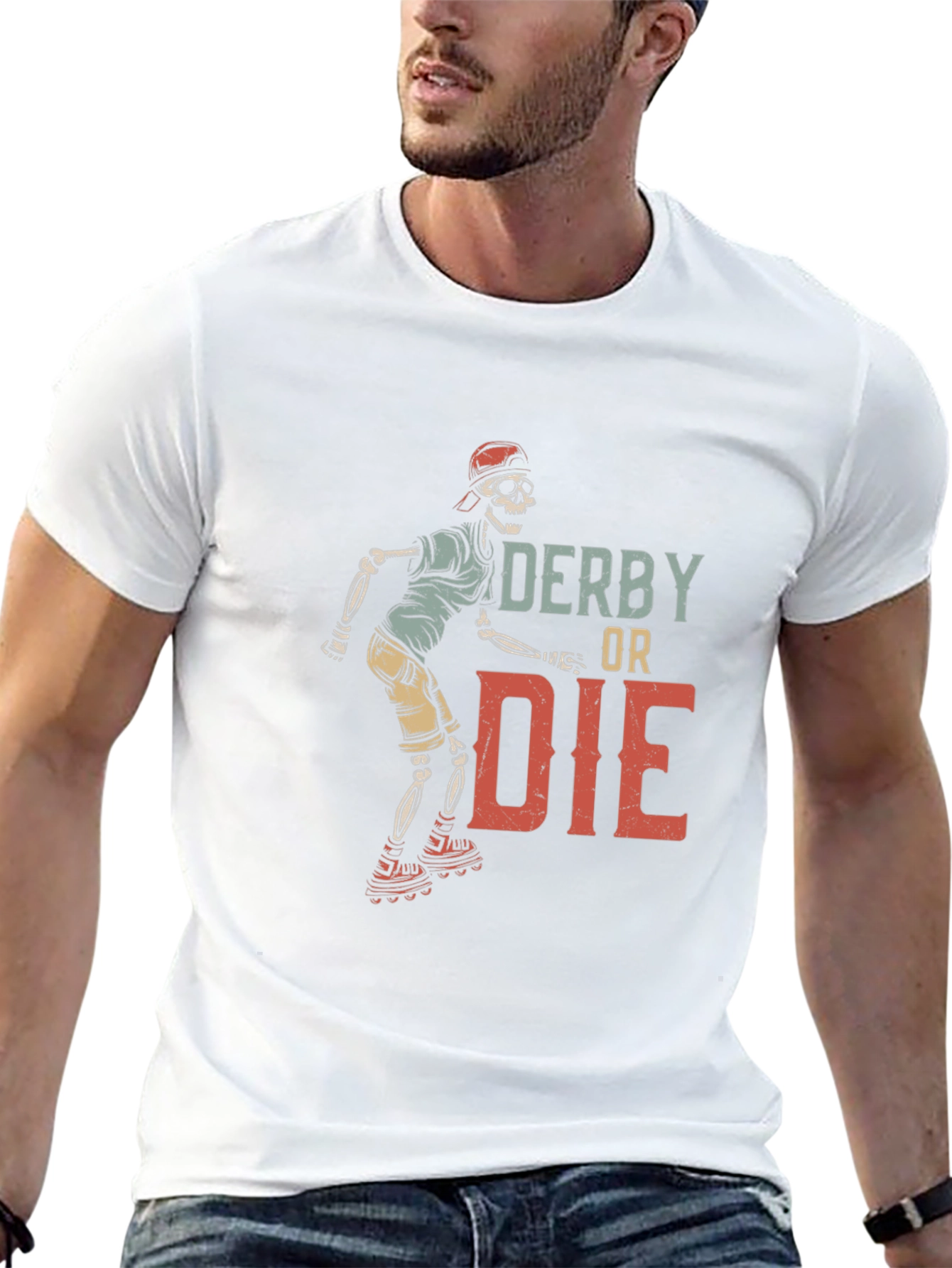 Derby or Die Skeleton Roller Skate Graphic Tee