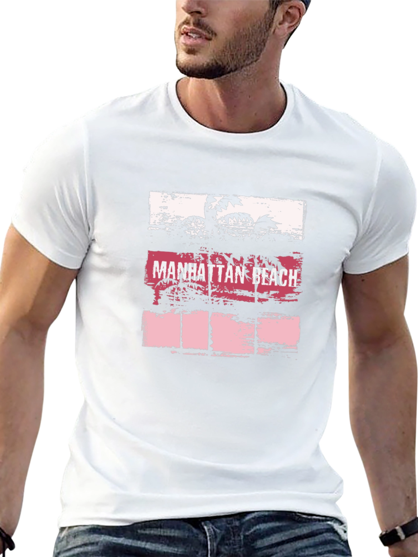 Manhattan Beach Graphic Tee - Palm Tree Sunset
