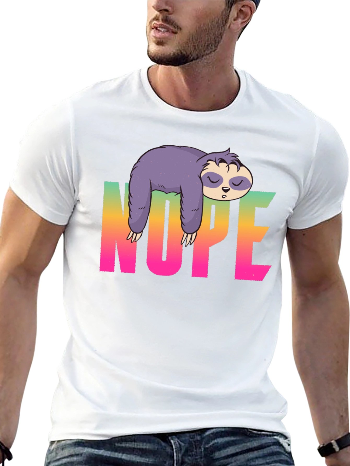Nope Sloth Graphic Tee - Relaxed Style